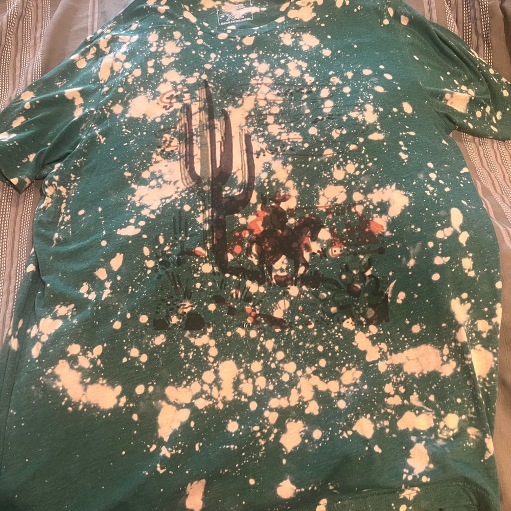 Green with Bleach Western Graphic T-Shirt